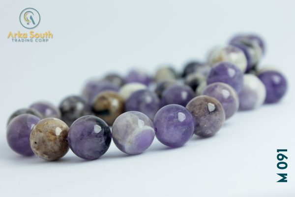 Amatista Pulida Lisa Vetas Marrones  12 MM 33 UND x Tira