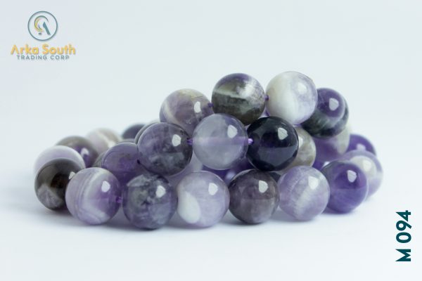 Amatista Pulida Lisa Vetas Blancas 12 MM 32 UND x Tira