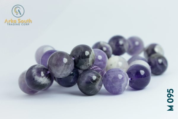 Amatista Pulida Lisa Vetas Blancas 10 MM 38 UND x Tira