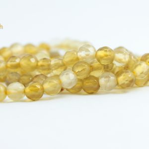 Esferas de Ágata Amarilla Vibrante Facetada 4 MM