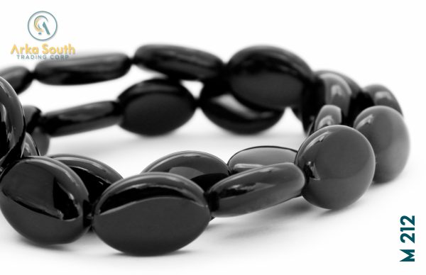 Tira de Cuentas de Ónix Negro, Ovaladas 13x10mm (26 pzas)