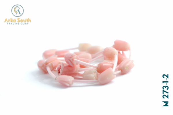 Tira de Cuentas de Coral Rosa, Forma Tulipán Tallado 8x5mm (25 pzas)