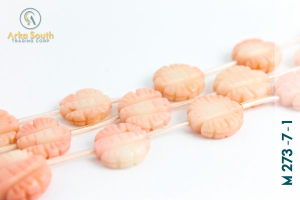 Tira de Cuentas de Coral Rosa, Forma Mariposa Tallada 12mm (17 pzas)