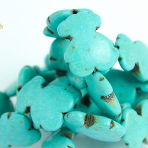 Tira de Cuentas de Turquesa Reconstituida, Forma Oso 18x14mm (24 pzas)