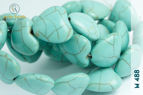 Tira de Cuentas de Turquesa Natural, Corazones 18x17mm (19 pzas)