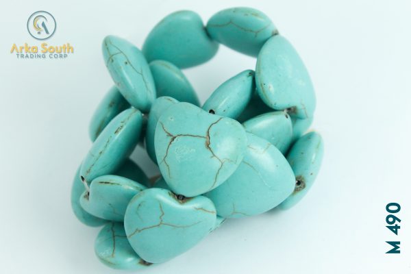 Tira de Cuentas de Turquesa Reconstituida, Corazones 20x19mm (23 pzas)