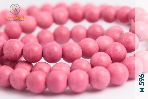 Tira de Cuentas de Howlita Fucsia, Redondas Lisas 6mm (72 pzas)