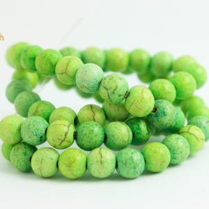 Tira de Cuentas de Howlita Verde Neón, Redondas Lisas 6mm (72 pzas)