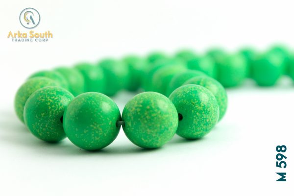 Tira de Cuentas de Howlita Verde Neón, Redondas Lisas 12mm (34 pzas)