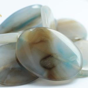 Ovalos Grandes Torcidos de Ágata Azul Veteada con Marrón (30x40 MM)