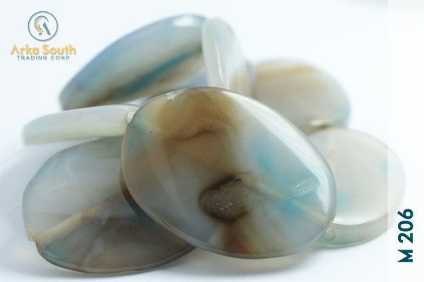 Ovalos Grandes Torcidos de Ágata Azul Veteada con Marrón (30x40 MM)